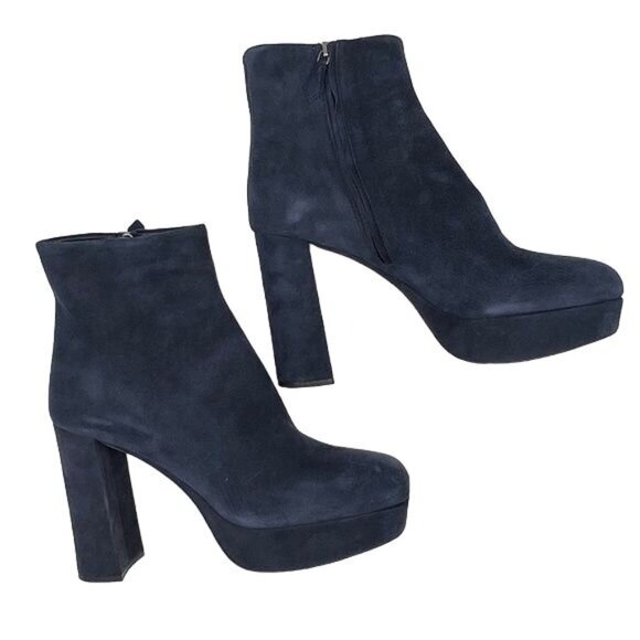 Miu Miu Shoes - Miu Miu Women's BLUE Suede Platform Boots/Booties - SIZE 9.5